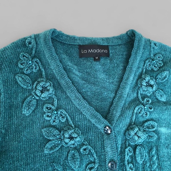 Teal Button-Up Cardigan Sweater - Picture 6 of 8